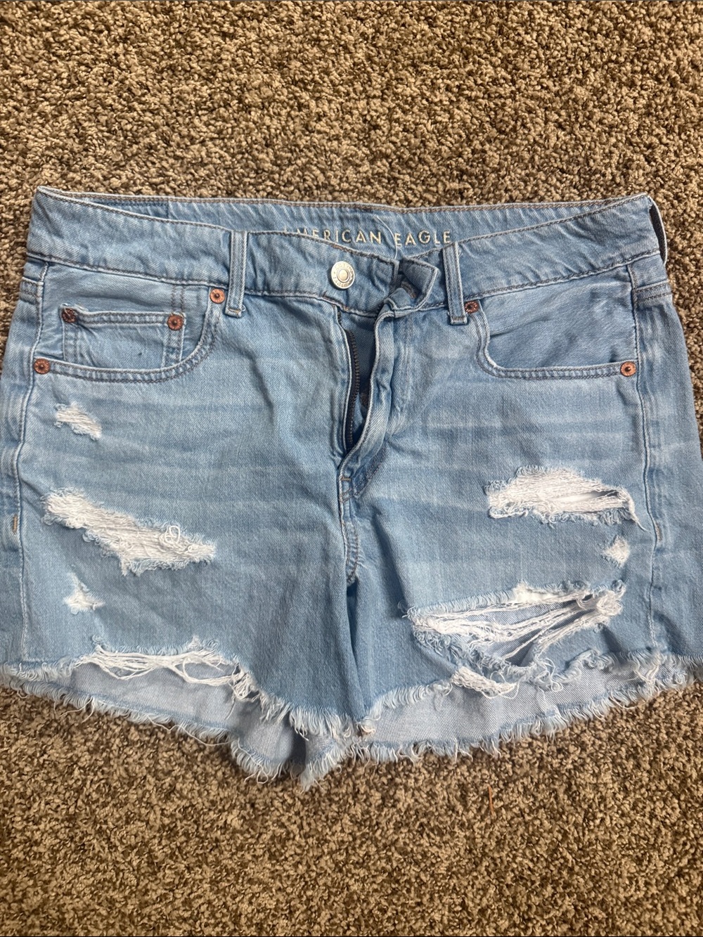American Eagle Outfitters Light Wash Distressed Denim Shorts